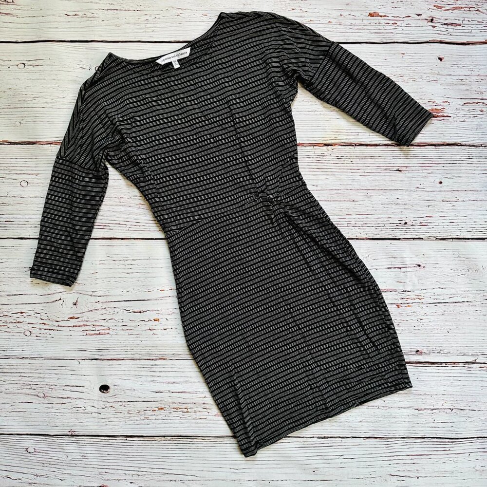 Cupcakes & cashmere bodycon black and silver stripe dress